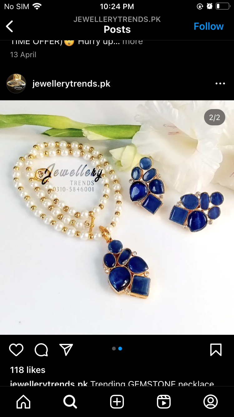 Sapphire stone and pearl set