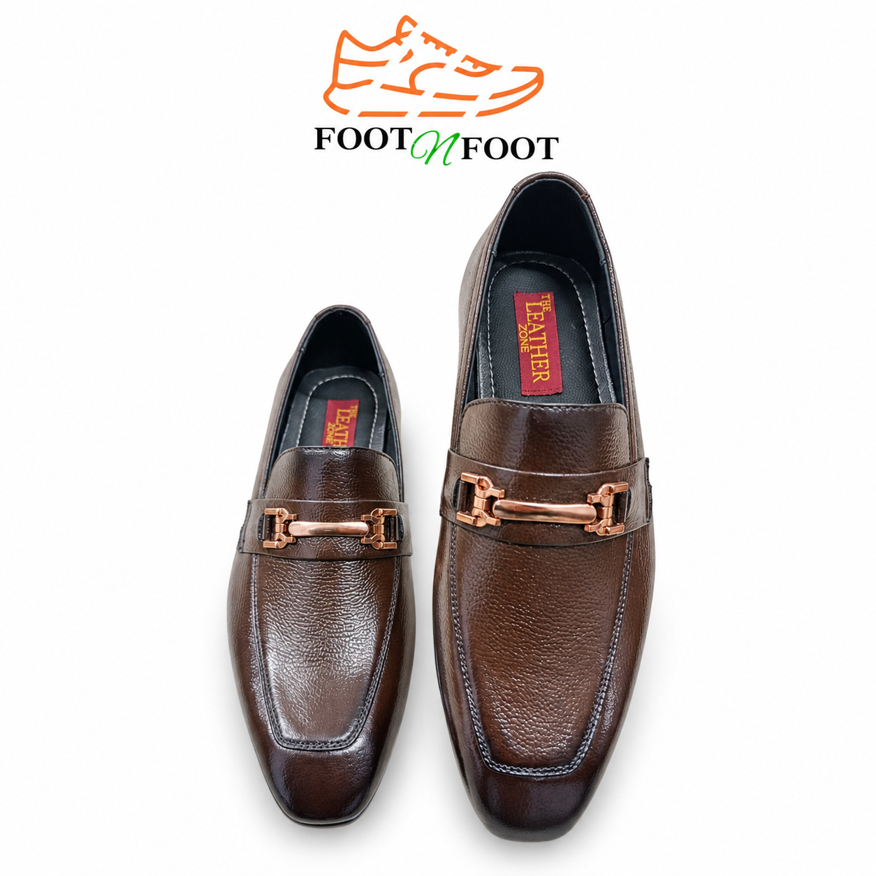 CHOCOLATE METAL-BUCKLE LEATHER LOAFERS
