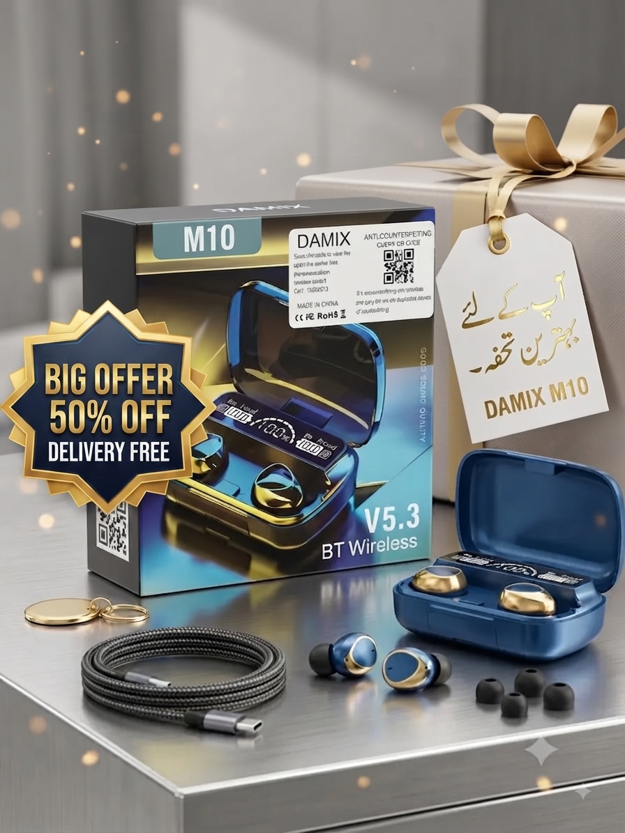 Free Delivery | Imported Wireless Bluetooth Earbuds 5.3 with Active Noise Cancellation (Black)