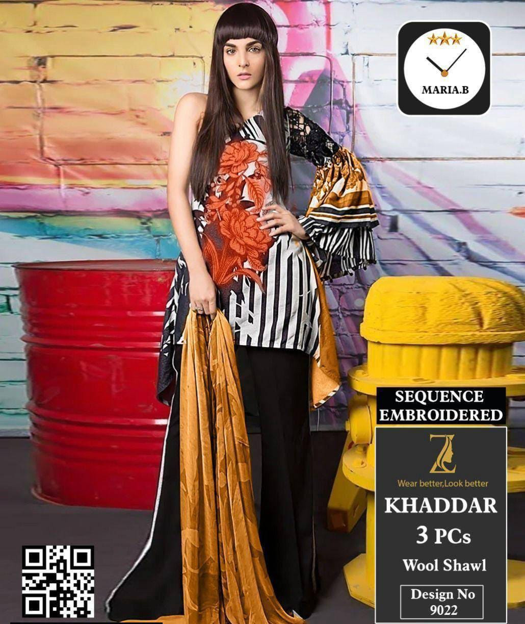 3Pcs Khaddar Suit For Womens Unstitched Fabric
